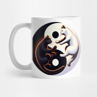 Ying Yang Cat Fight Mug